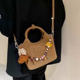 高级感红色编织菜篮子包包女2025新款大容量通勤托特包手提腋下包