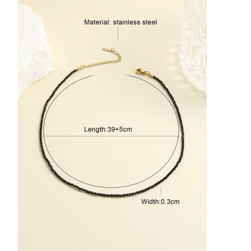 Fashionable and simple black glass crystal spindle bead chain clavicle chain women's necklace jewelry