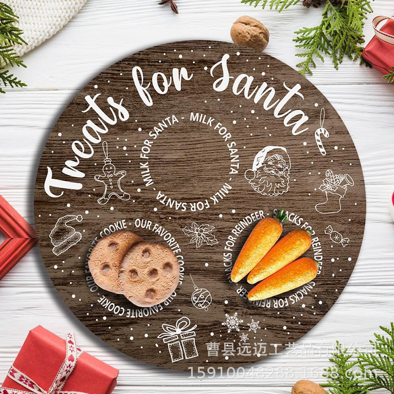 Wooden Santa Claus Cookie Tray Reindeer Christmas Treat Board Christmas Party Decoration Snack Tray