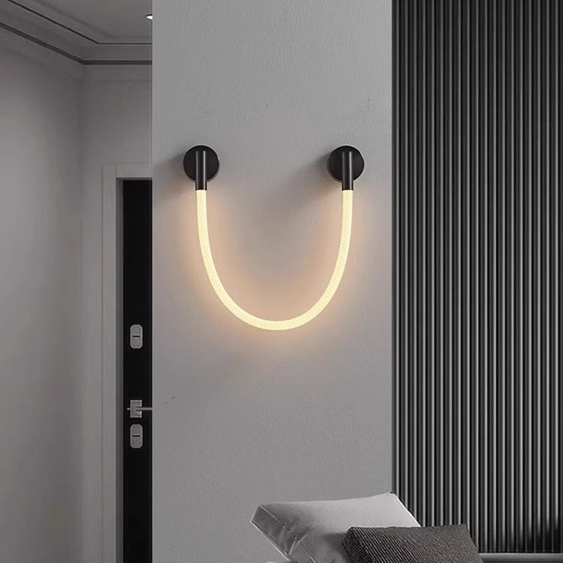Moderno minimalista sala de estar lujoso ligero líneas de silicona nota lámpara de pared artística nórdica minimalista creativa dormitorio lámpara de cabecera
