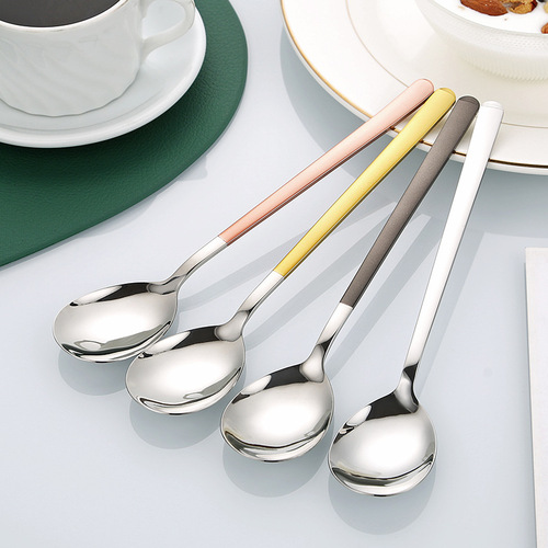 304 stainless steel spoon, good-looking household Korean-style bibimbap spoon, long-handled spoon, children's eating spoon