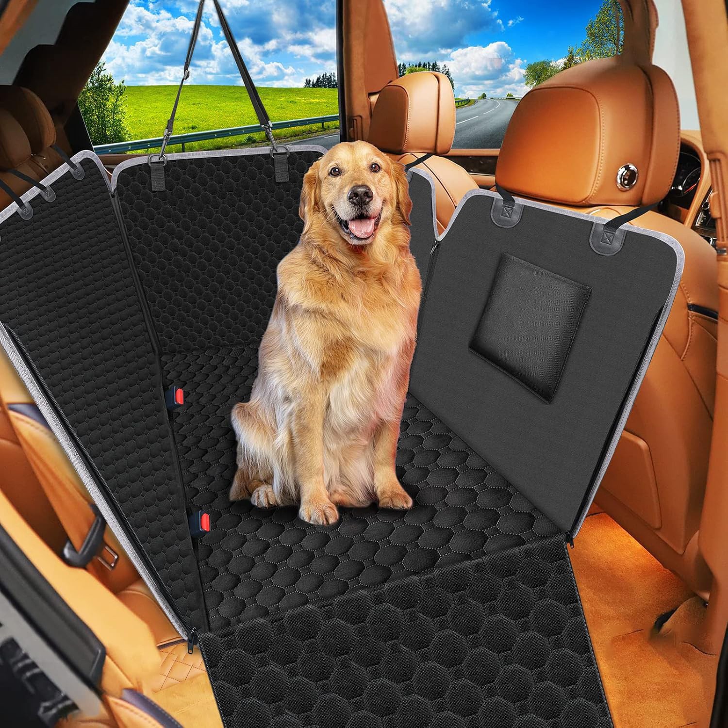 Tapete portátil impermeável em tecido Oxford para banco traseiro de carro, ideal para cães de todos os tamanhos._voghion.com