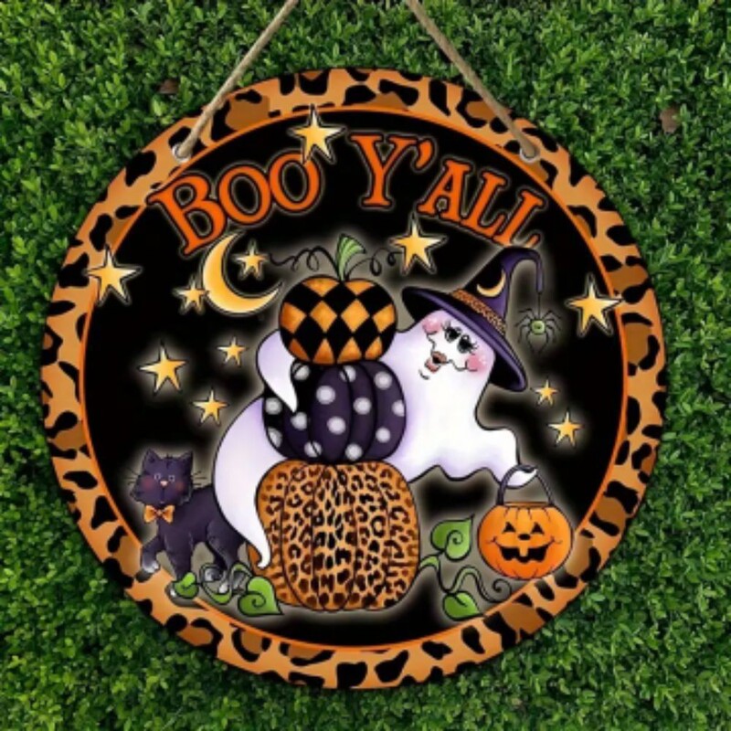ホット販売クリエイティブ木製クラフトドアサイン吊り下げ装飾ラウンドロゴかわいいゴーストハロウィン装飾ペンダント|undefined