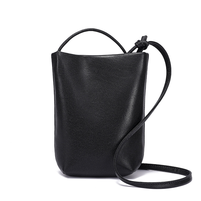 Genuine Leather Women's Phone Bag 2025 Summer New Retro Shoulder Crossbody Bag Luxury Bucket Bag Small Commuter Bag - Thumbnail 6