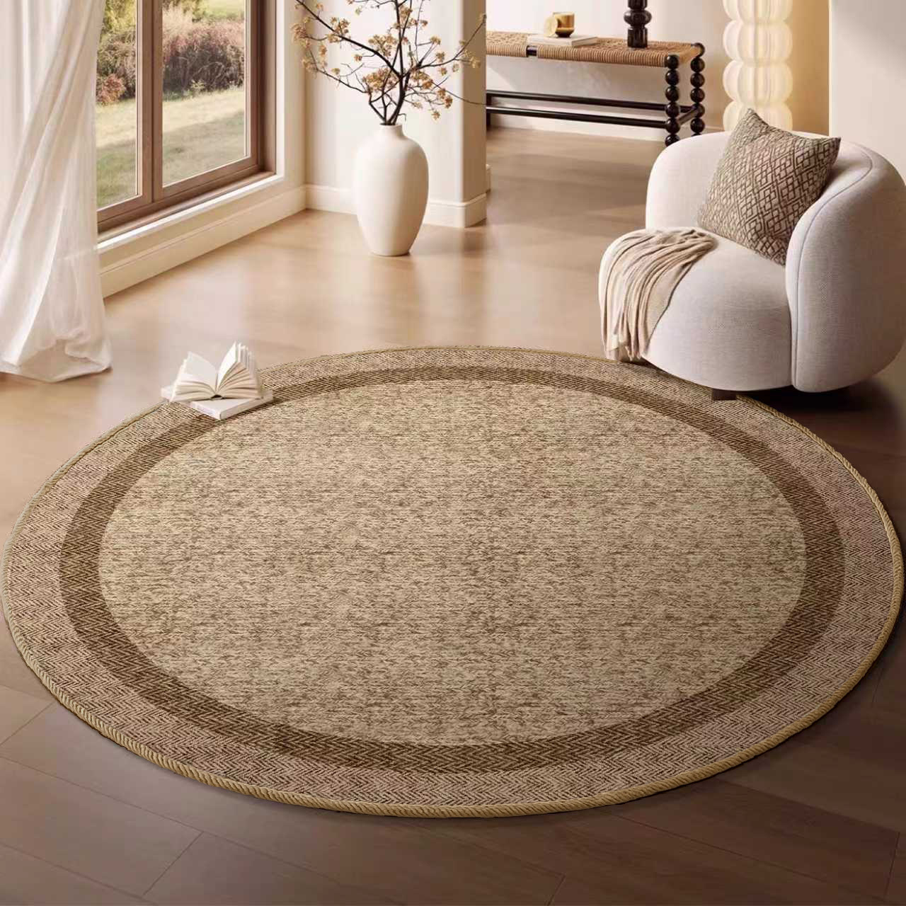 Alfombra redonda de terciopelo de lujo ligero, sala de estar, resistente a la suciedad y fácil de cuidar, sala de estudio, silla de computadora, alfombra antideslizante, alfombra de dormitorio de alta calidad