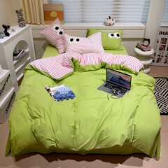 Winter and Spring A-Grade Super Soft Washable Cotton Towel Embroidered Quilt Set Bedding Set Student Dormitory Three-Piece Bedding Set