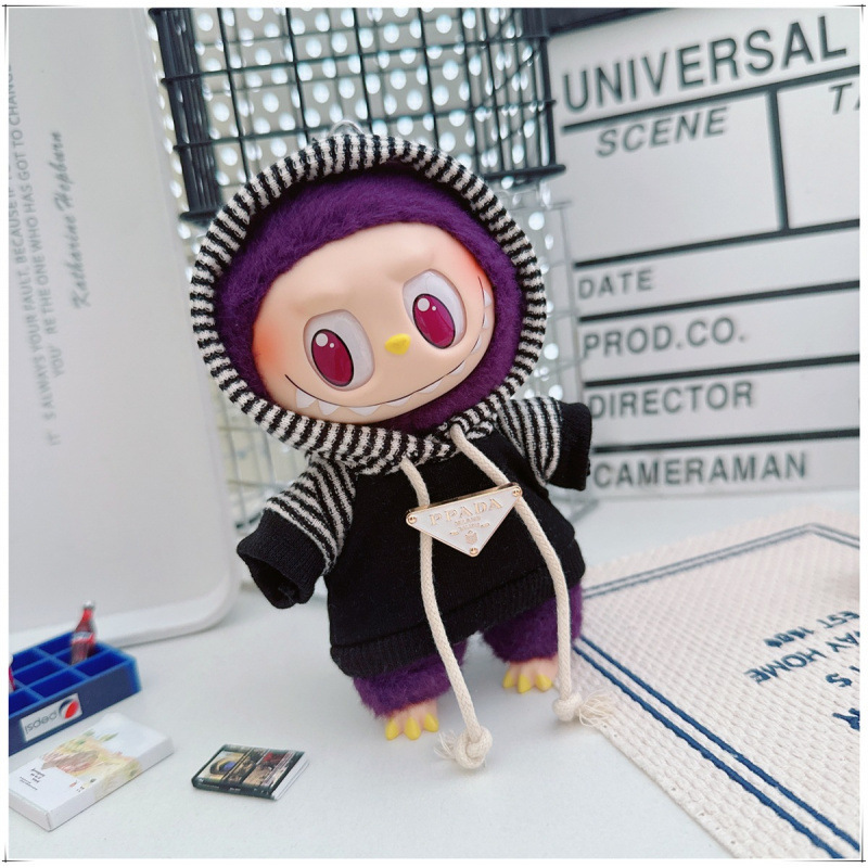 labubu ベビー服 Labubu 第一世代第二世代第三世代 10 センチメートル綿人形黒と白グレートレンディなスウェットシャツパーカーパンツ|undefined