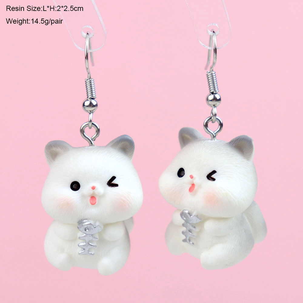 1 Paire Style De Bande Dessinée Mignon Chat Plastique Boucles D'oreilles display picture 13