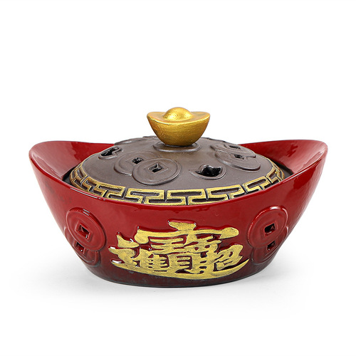 Yuanbao incense burner ceramic incense burner household indoor incense burner line incense incense anti-mosquito and insect-proof Buddhist supplies ornaments