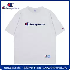 Champion Graffiti 2025 Summer New Casual Pure Cotton Embroidered Couple American Streetwear Men's Loose Fit Short Sleeve T-Shirt