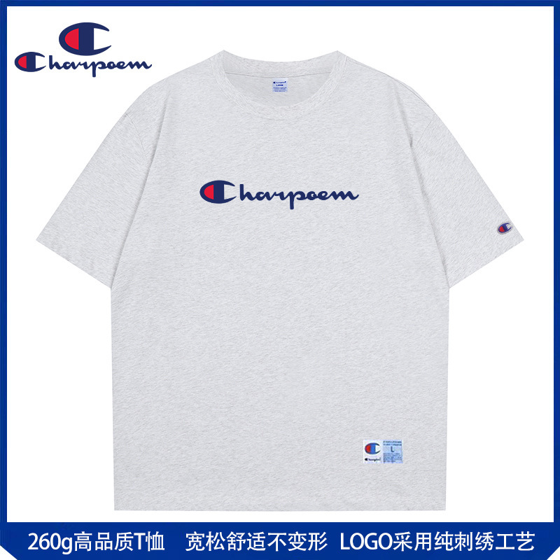Champion Graffiti 2025 Summer New Casual Pure Cotton Embroider Couple American Fashion Brand Short-Sleeved T-Shirt Men's Loose Trendy T-Shirt