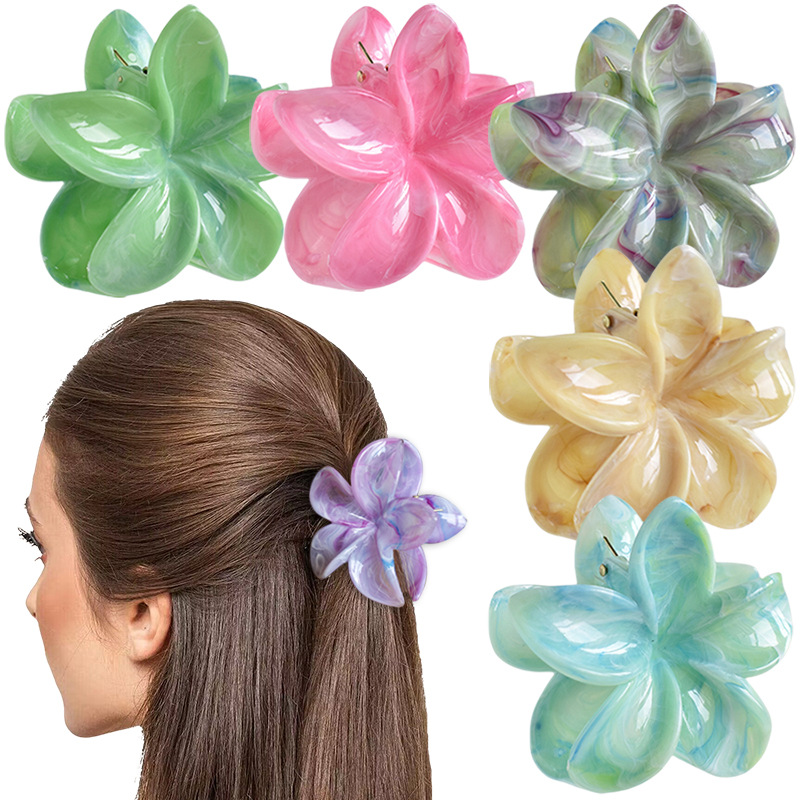 38g Weight Hair Claws Hair Accessories Type 1 Piece Quantity Casual Occasion Plastic, Resin Material Plumeria Pattern Women's Gender Simple Style Style Simple Style Women's Plumeria Plastic Resin Hair Claws 无