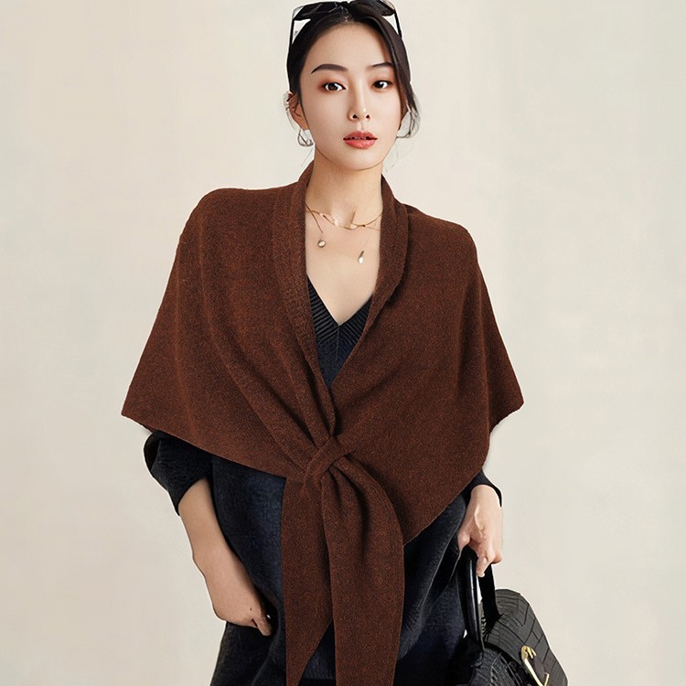 韩系羊毛条纹三角大披肩女保暖加厚外搭针织围巾秋冬服饰外搭坎肩|undefined