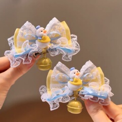 彩虹渐变色蝴蝶结可爱独角兽小女孩对夹洛丽塔小鸭子铃铛儿童头饰