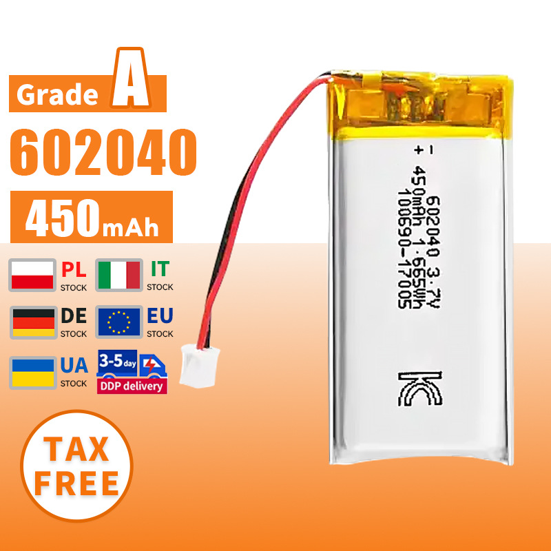 602040 450mAh 3.7V Lithium Polymer Battery 602050 Pouch cell