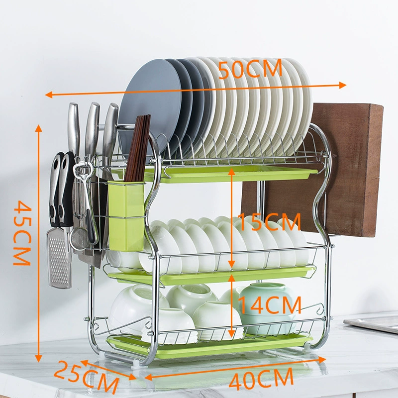 Kitchen storage rack floor-mounted multi-layer storage drainage dish rack double-layer bowl tableware storage bowl rack reality