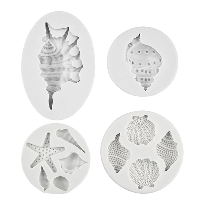 Ocean Conch Series Molde de silicona Chocolate Funda de chocolate Decoración de pastel de goteo Molde de herramienta de decoración de yeso