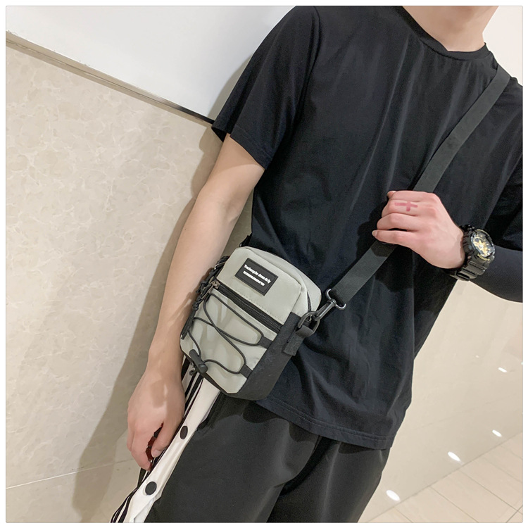67g Weight Zipper Closure Type Single Shoulder Strap Strap Type Crossbody Bag Bags Type Nylon Material Letter Pattern Streetwear Style Square Shape Khaki, Light Grey, White, Black Color Small Size Small Nylon Letter Streetwear Square Zipper Crossbody Bag 14