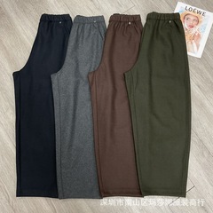 小个子日系休闲裤女秋冬新款慵懒高腰羊毛宽松九分显瘦阔腿哈伦裤