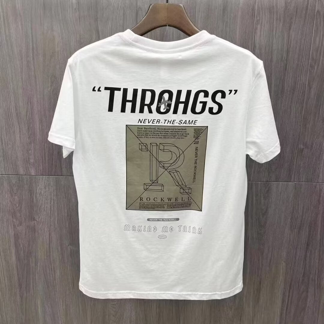 T-shirt à manches courtes pour hommes, nouvelle collection été 2024, coupe ajustée, col rond, lettre imprimée, tendance, décontracté, doublure courte_voghion.com