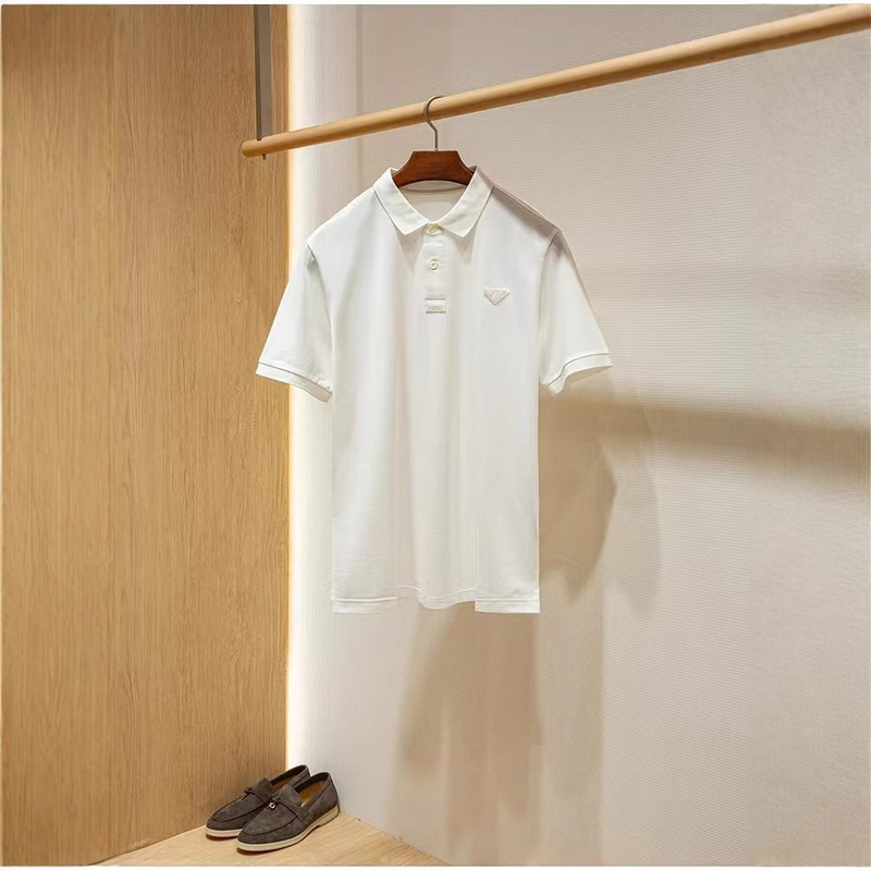 High Version 25Ss Summer New Product Pujia Classic Triangle Logo Casual T-Shirt Lapel Men's Business Polo Shirt High Version 25Ss Summer New Product Pujia Classic Triangle Logo Casual T-Shirt Lapel Men's Business Polo Shirt