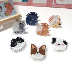 Original Cute Corgi Puppy and Lucky Cat Acrylic Storage Clips, Journal Clips, Ticket Clips, Note Clips