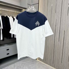 潮流拼色设计感小众短袖T恤男2025夏季薄款痞帅高级感圆领半袖衫