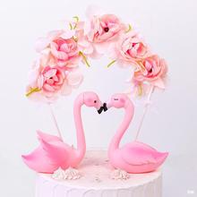 花朵拱门蛋糕装饰情人节玫瑰婚礼蛋糕插牌插件粉色花朵生日摆件觅