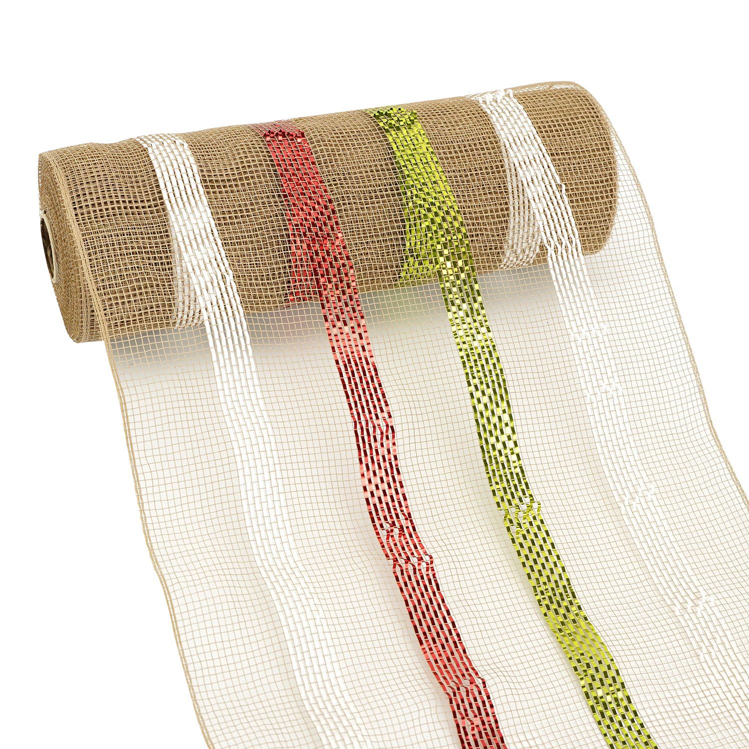 En stock al por mayor PP rollo de malla Garland material Navidad decoración malla rollo Festival atmósfera cinta embalaje Malla tela