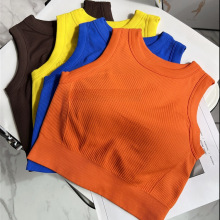 糖果色收副乳弹力瑜伽背心一体定型杯无缝防震跑步训练运动内衣女