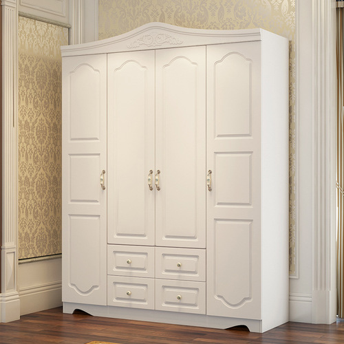 European furniture wardrobe home bedroom small apartment storage cabinet white solid wood girls' wardrobe free of installation
