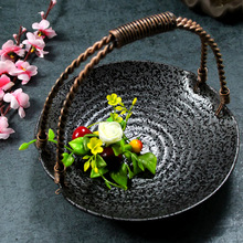酒店西餐盘12寸创意盘子黑色提篮餐具家用日式意境菜套装组合餐盘