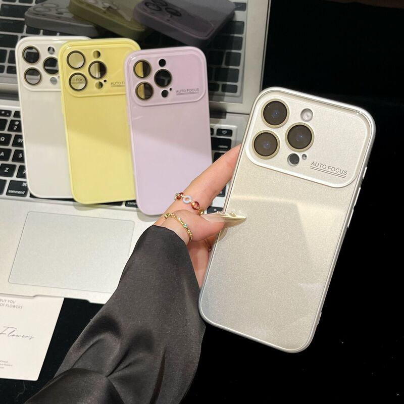 简约韩系大视窗玻璃壳适用iPhone16pro max苹果17手机壳14/15全包|undefined