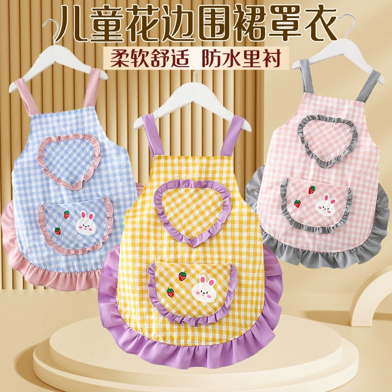 Детский хлопковый фартук для девочек, осенне-зимнее платье-сарафан в стиле принцессы, водонепроницаемый, стильный, грязеотталкивающий нагрудник для кормления малышей