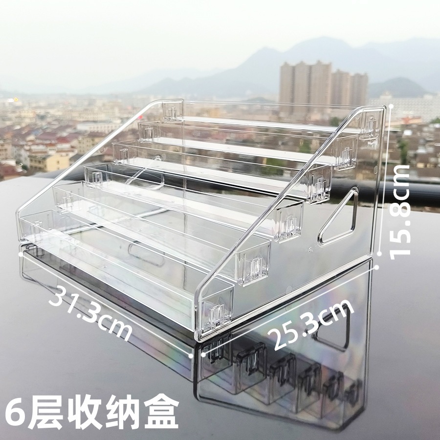 Mini estante de exhibición de vinos extranjeros tipo escalón multicapa gabinete de vinos pequeño estante de almacenamiento de vinos acrílicos