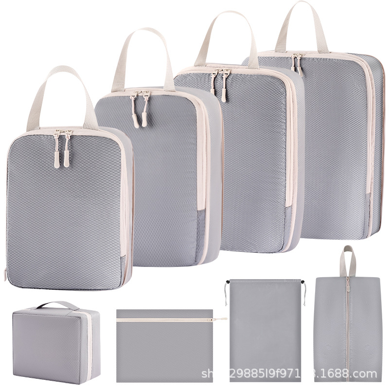 4 피스 워시 백 플랫 포켓 백 신발 가방 [8 피스 그레이]]