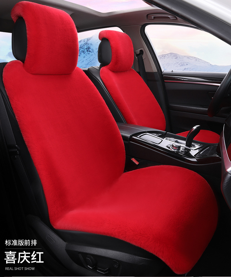 Cross-border 2026 new winter rabbit fur plush seat cushion with lumbar support, thickened car seat pad, car interior seat cushion, non-slip