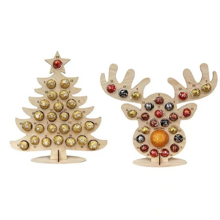 Рождественская вечеринка шоколадная стойка украшения Wooden Advent Calendar Деревянные ремесла