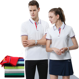 Polo Shirt for Men and Women, Same Style, Lapel Short-Sleeved T-Shirt, 220g, 40 Count, 80% Cotton, 20% Fiber, Striped, Refreshing and Breathable
