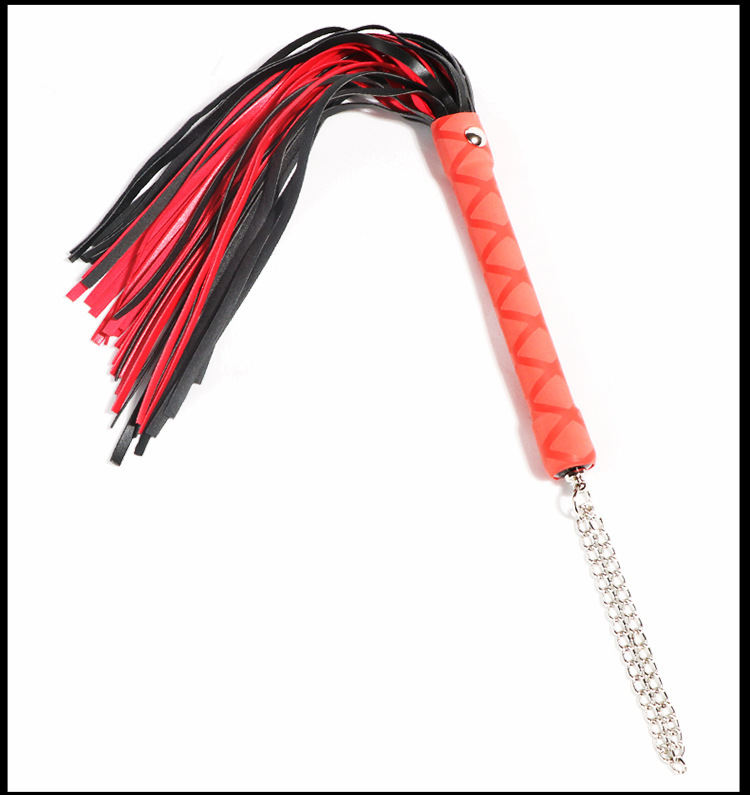 Jiuai SM Tassel Horsewhip Faux Leather Whip Black-Red Handle — detail image 4