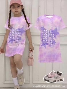 (Cross-border trading), short sleeve T-shirt with a round collar, summer cute dress, with short sleeve, (Physicals)