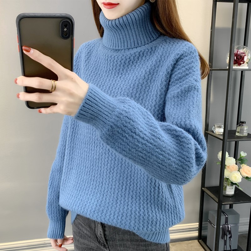 智贝主图_1高领毛衣女秋冬季2021年新款宽松外穿女士套头