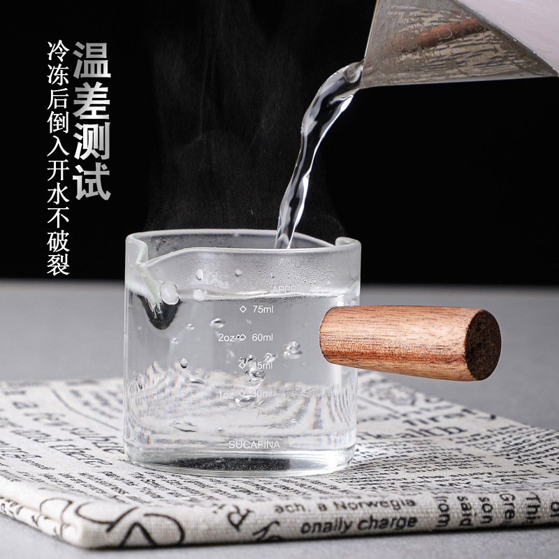 Italiano de vidrio resistente al calor pequeña taza de leche espresso Mini tarro de leche taza de café con leche DOBLE BOCA PEQUEÑA taza de leche utensilios de cafetería