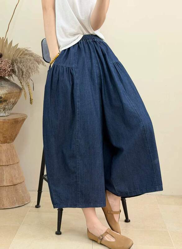 Pleated Denim Harem Pants 2026 Summer New Style Elastic Waist Loose Casual Slimming Cropped Pants for Women 598 Pleated Denim Harem Pants 2026 Summer New Style Elastic Waist Loose Casual Slimming Cropped Pants for Women 598