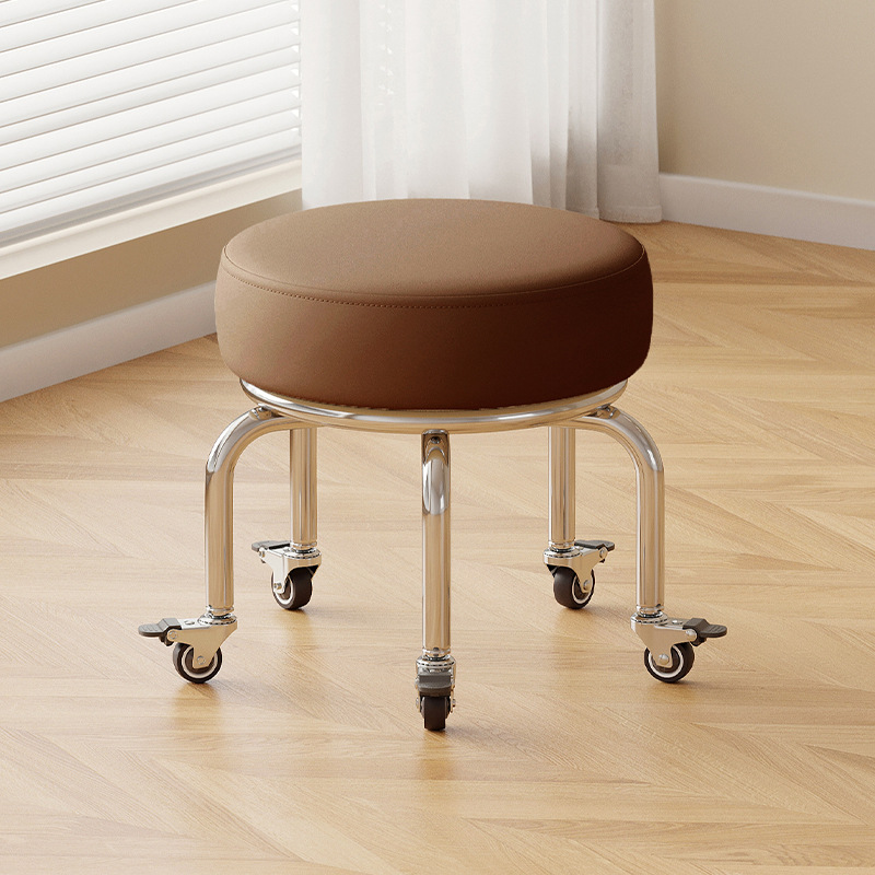 Polia doméstica taburete bajo rueda universal pequeño taburete silencioso rotativo taburete redondo móvil con artefacto moderno y simple