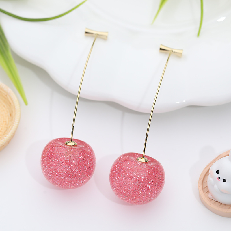 Aretes de cereza roja para mujer – colgante exquisito, fruta de imitación versátil, nuevo estilo