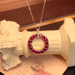 Jewelry manufacturers DIY 18K gold inlaid natural ruby clavicle chain main stone: 2.50 karat