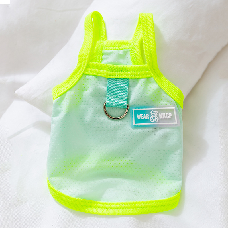 Perro de verano encantador tarjeta ventilación fresca hielo cabina gato chaleco transpirable de dos patas Teddy ropa de mascotas