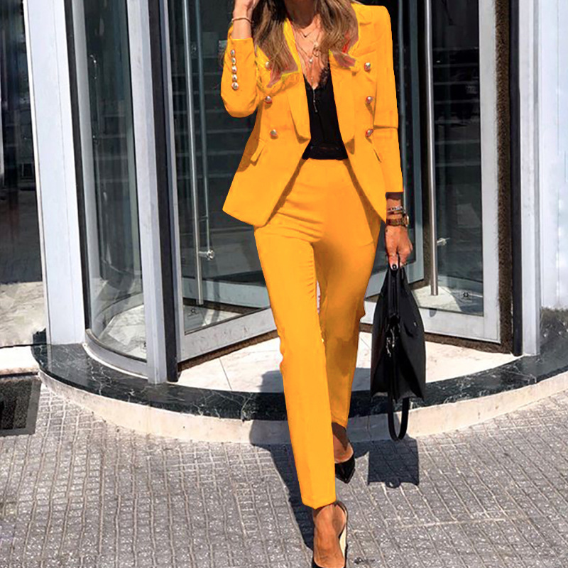 2022 Cross-border Popular Women's Clothing Autumn New Solid Color Fashion Two-piece Suit Suit