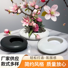 北欧简约陶瓷花盆大号创意摆件客厅家居装饰白色圆型盆栽容器花瓶